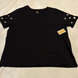 Michael Kors Black Top with gold Grommet Details